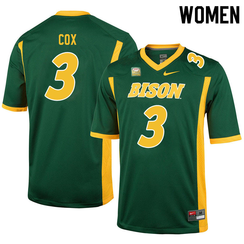 Women #3 Jasir Cox North Dakota State Bison College Football Jerseys Sale-Green - Click Image to Close